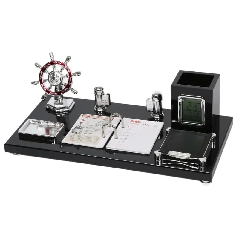 High-end European style desk, electronic clock with pen holder, desk practical ornament