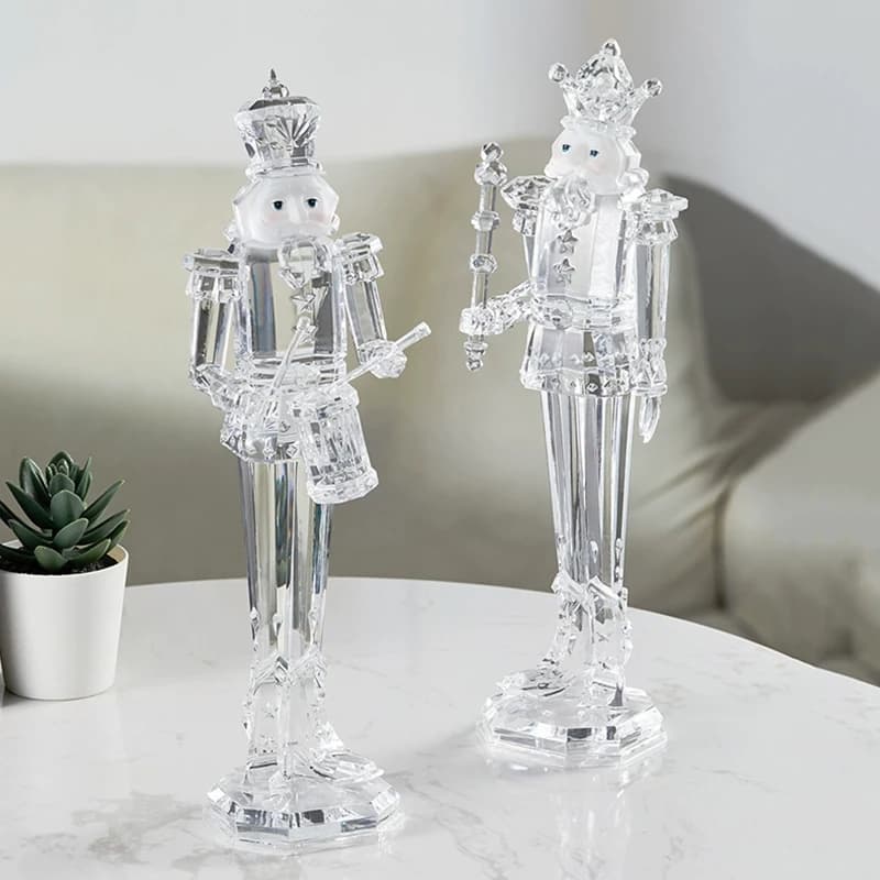 Acrylic Character Statues,Nutcracker Soldier Sculpture Ornament,Transparent Figurine,Nordic Artworks Desktop Decor,Crafts Gifts