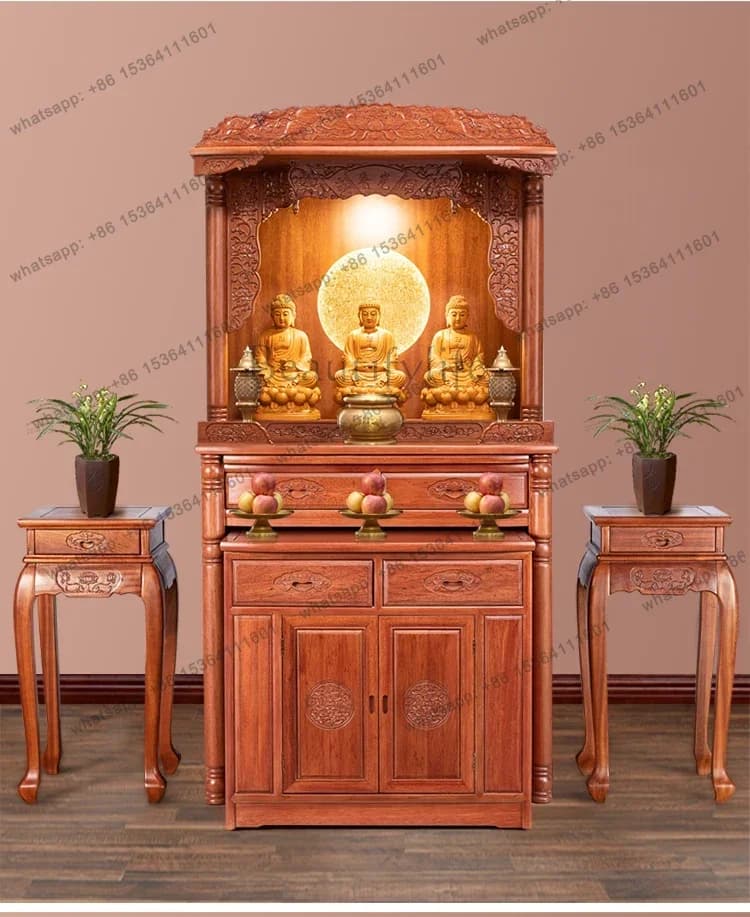 PG Buddha Shrine Solid Wood Cabinet Chinese Style Prayer Altar Table Buddha Statue Cabinet Shrine Altar Altar Cabinet