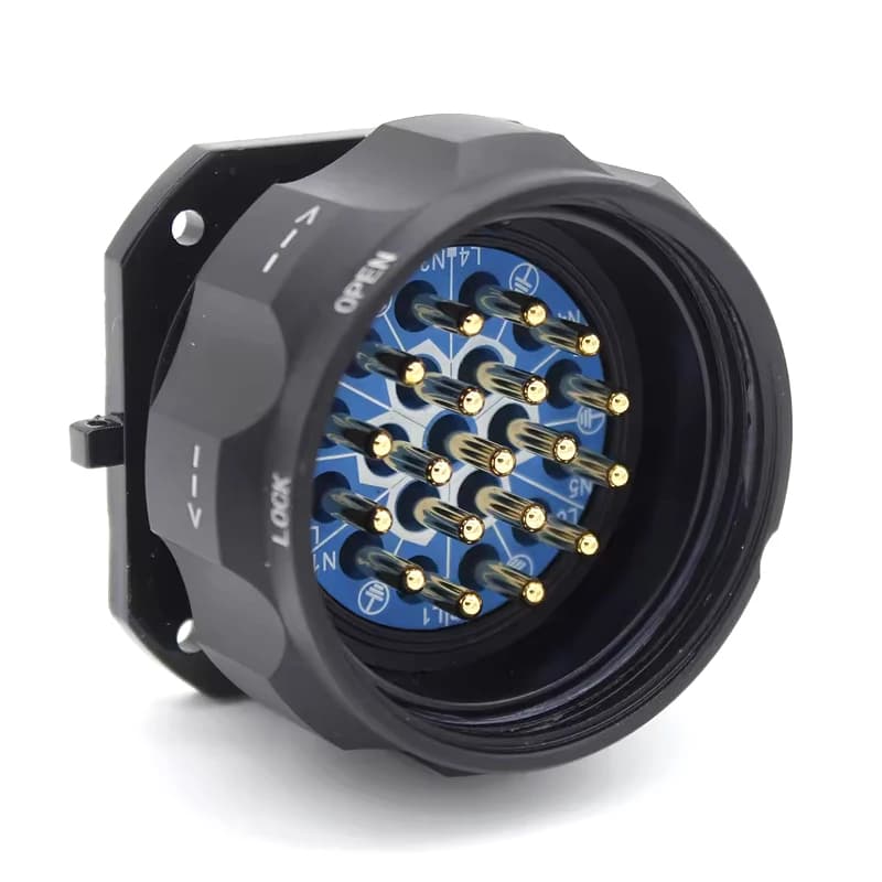 Black 19 Pin Panel Male Connector Gold Coating Pins Professional Lighting Sockets With Dustproof Cover
