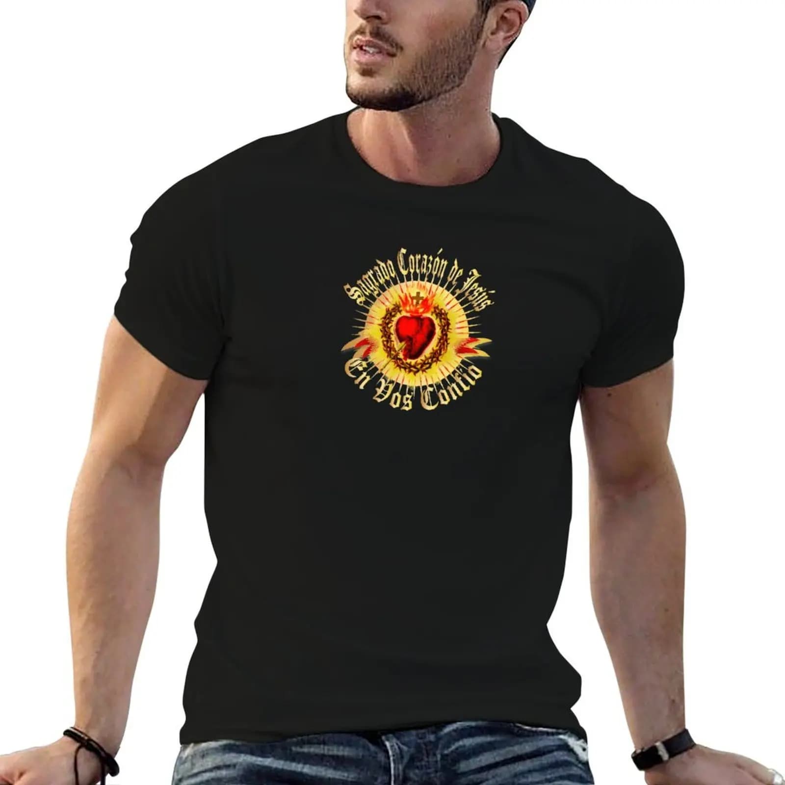 Sagrado Corazon de Jesus Spanish for Sacred Heart of Jesus Catholic Detente T-Shirt