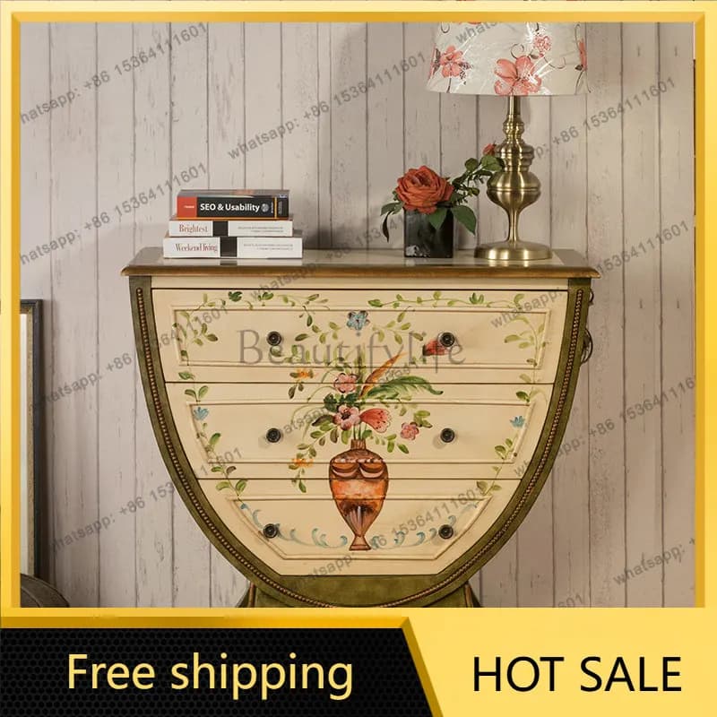 LD American Country Foyer Entrance Cabinet Living Room Decoration Painted Bedroom Drawer Storage Cabinet