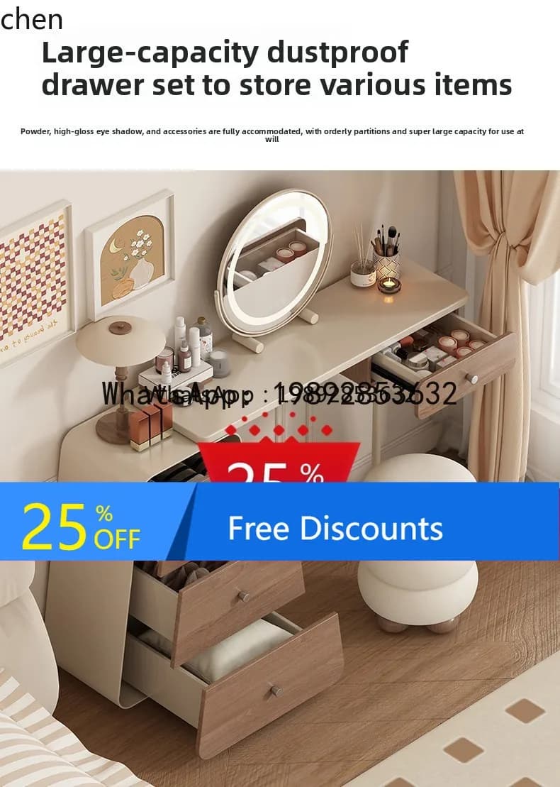 Bedroom Corner Desk Dressing Table Chest of Drawers Integrated Bedside Study Desk
