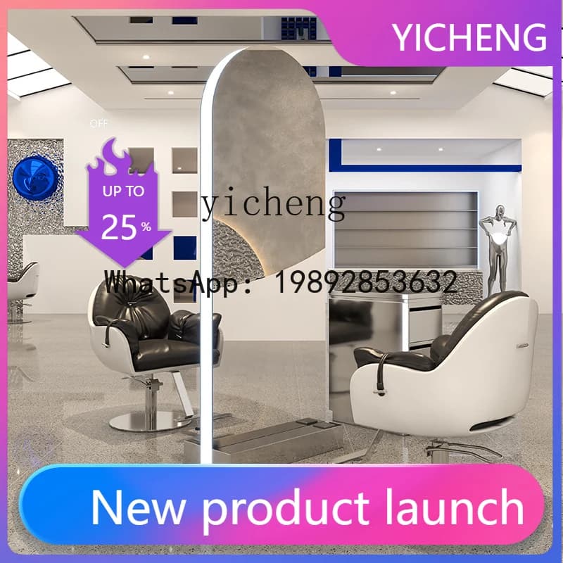 H3  single and double-sided barber shop mirror table acrylic edge stainless steel base makeup mirror