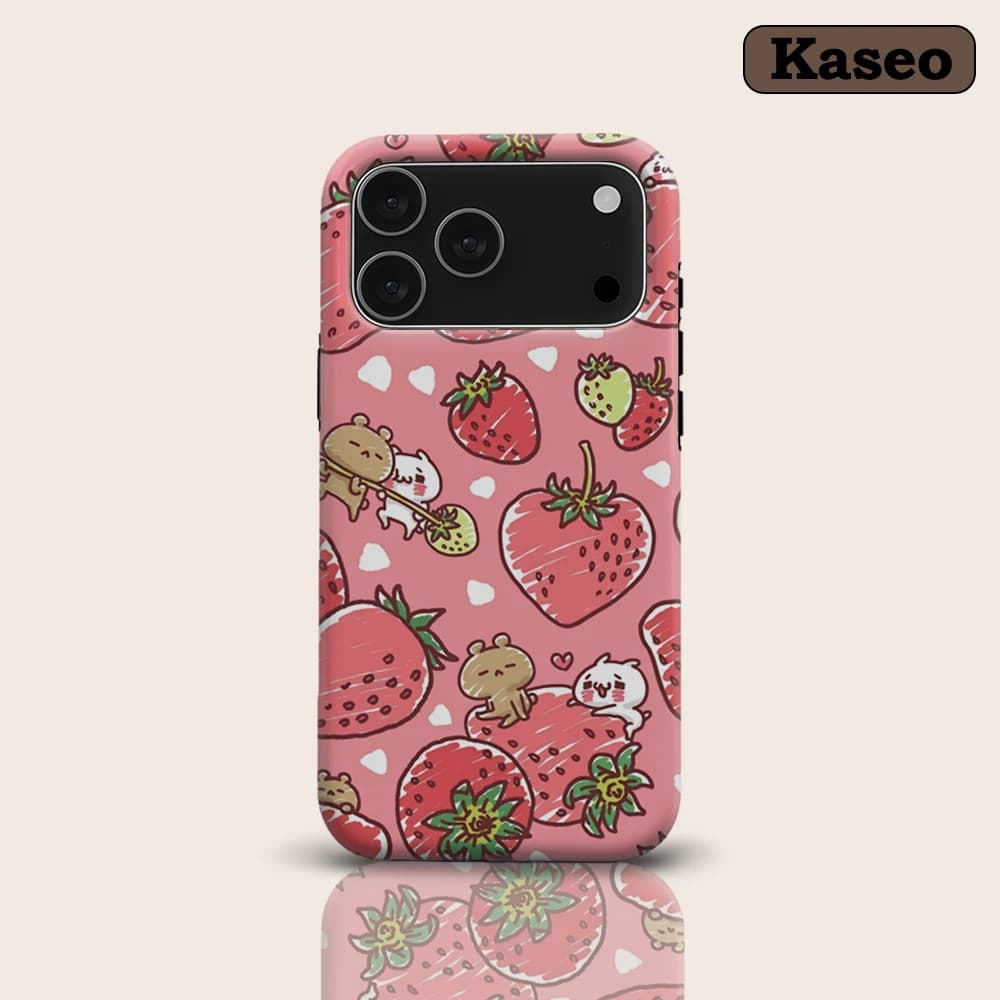 Kawaii Strawberry Critters for Magnetic Phone Case for IPhone 17 16 15 14 13 Pro Max Plus Single Double-layer Tough Case