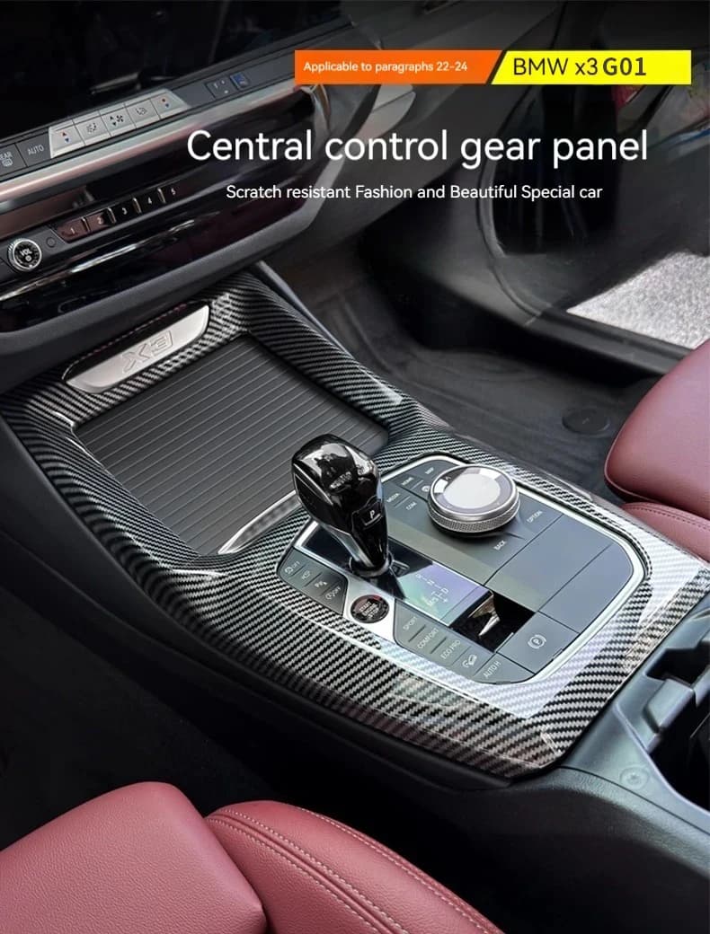 For BMW iX3 X3 G01 2022 Carbon Fiber ABS Central Console Gear Shift Panel Cover Trim Car Interior Accessories