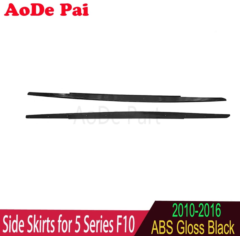 F10 Side Skirts ABS Plastic Glossy Black Side Bumper Extensions For BMW 5 Series F10 MP Style 2010-2016