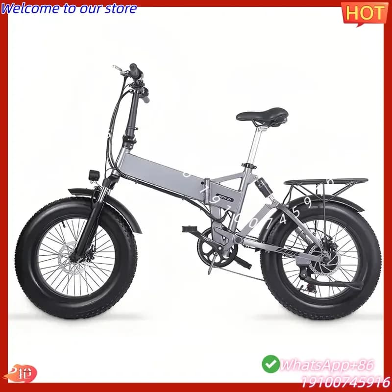 CE New Brand 500W Folding 20x4.0" Tires with Cross-Country Grip E Bike LED Headlights 7 Speed City Bike for Adult