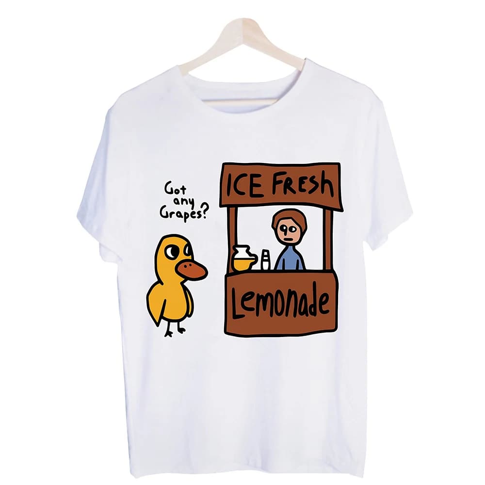 Men's Duck and Lemonade Stand Graphic Tee, Short Sleeve Crew Neck T-Shirt for Casual Summer Outfits