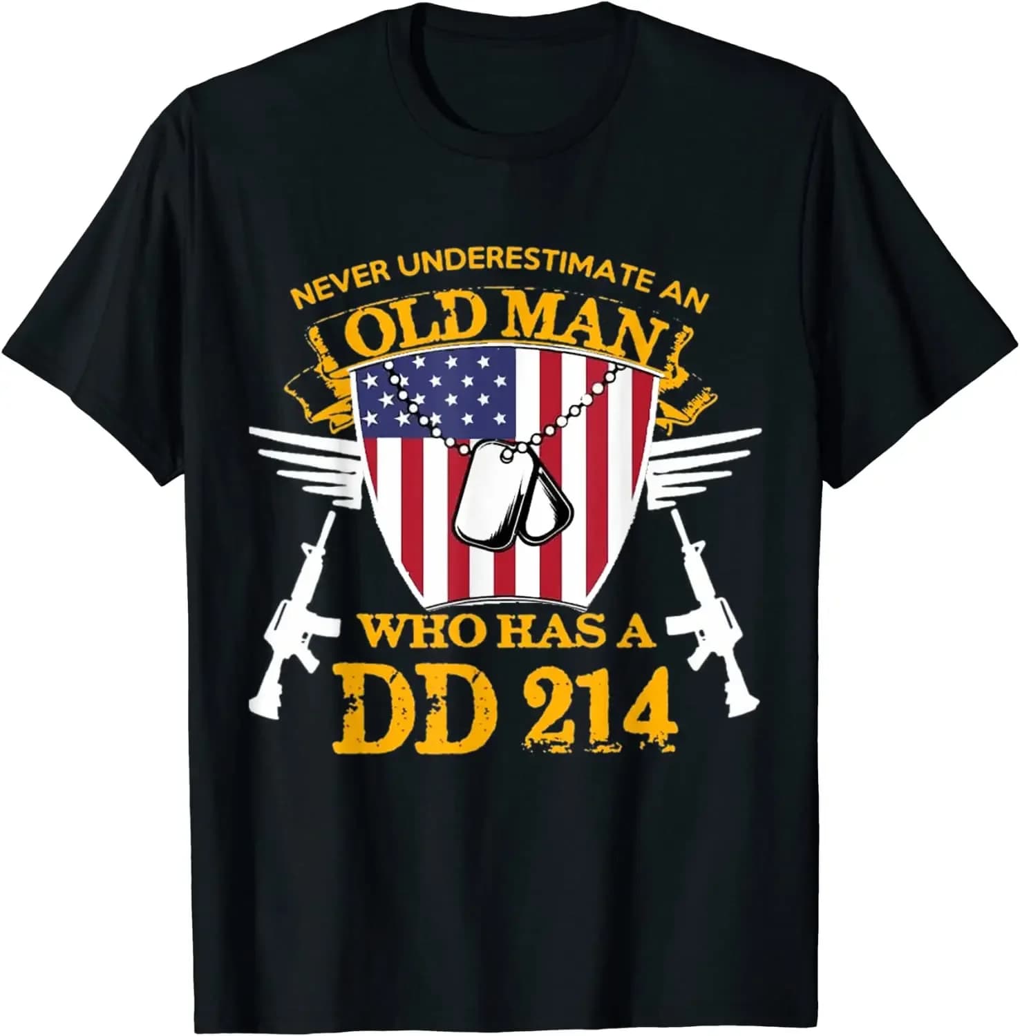 Never Underestimate An Old Man Who Has A DD-214 Alumni Gift T-Shirt 100% Cotton O-Neck Short Sleeve Summer Casual Mens T-shirt