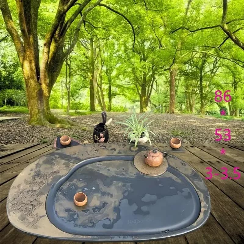 Natural rough material simple tea tray home yellow round tea table classical retro style tea sea