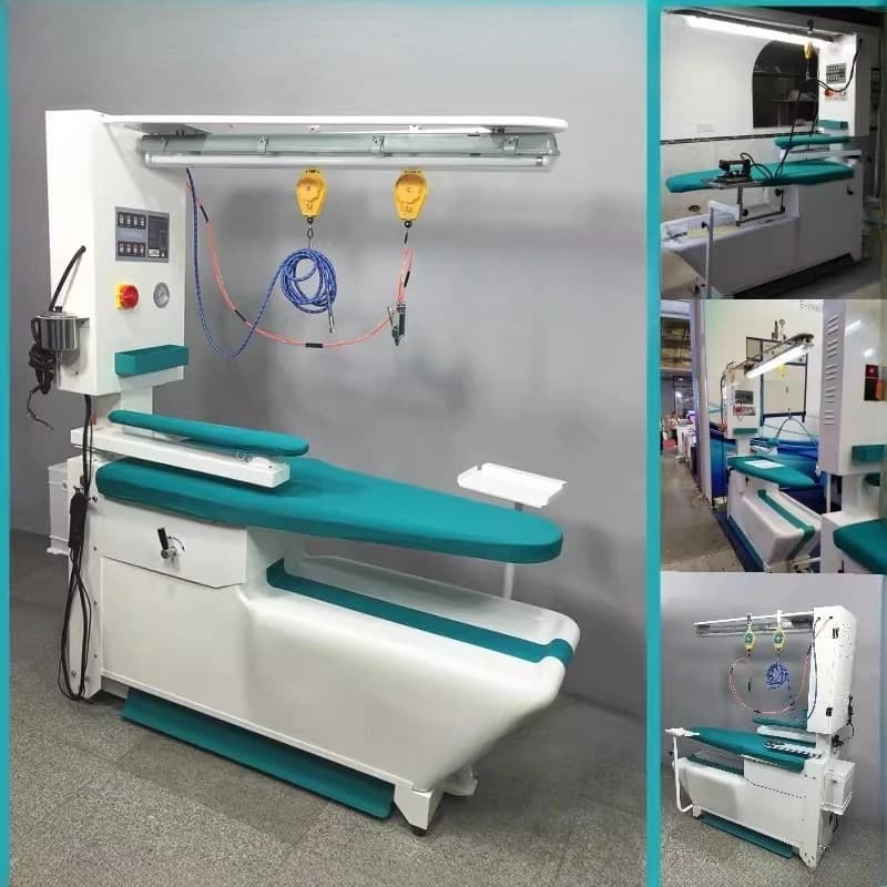 Dry cleaner bridge multi-function, suction blast ironing table electric heating with light stand - luxury ironing equipment