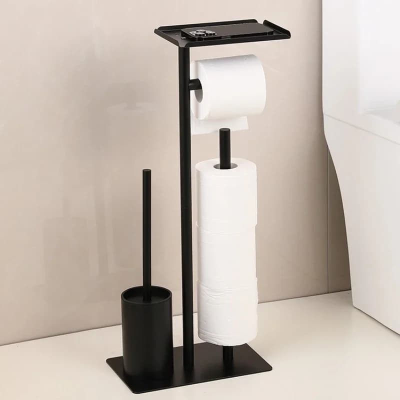 Floor Towel Rack, Bathroom Roll Paper Rack, Floor Mobile Toilet Brush, Narrow-Edge Vertical Storage, Toilet Paper