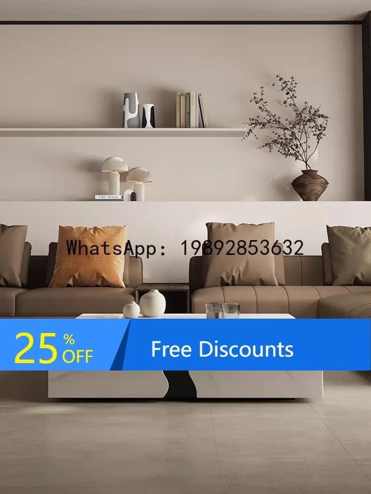 YFY Italian Style Rock Slab Coffee Table Designer Light  Square Large   Fashion Luxury Stone Coffee Table High-end Home Use
