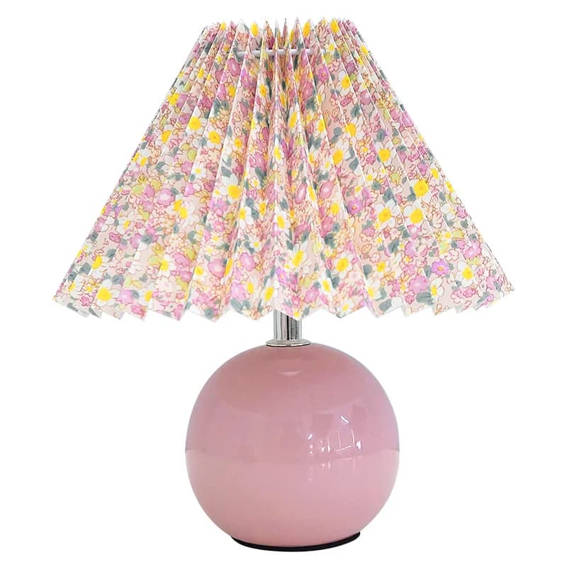#For Nordic retro ceramic table lamp pleated bedroom bedside lamp advanced sense imitation wood grain ins decorative atmosphere