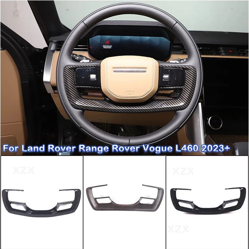 For Land Rover Range Rover Vogue L460 2023 + ABS Carbon Fiber / Glossy Black Car Inner Steering Wheel Frame Cover Trim Accessory