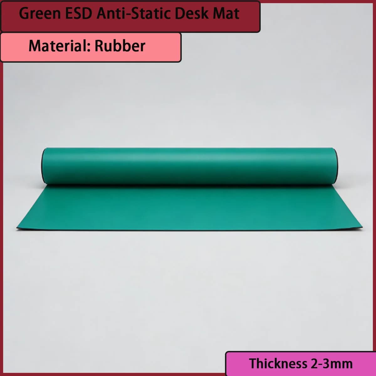 2-3mm Thick Green ESD Anti-Static Desk Pad Suitable for Laboratories, Electronic Production Lines, Maintenance Workbenches, Etc