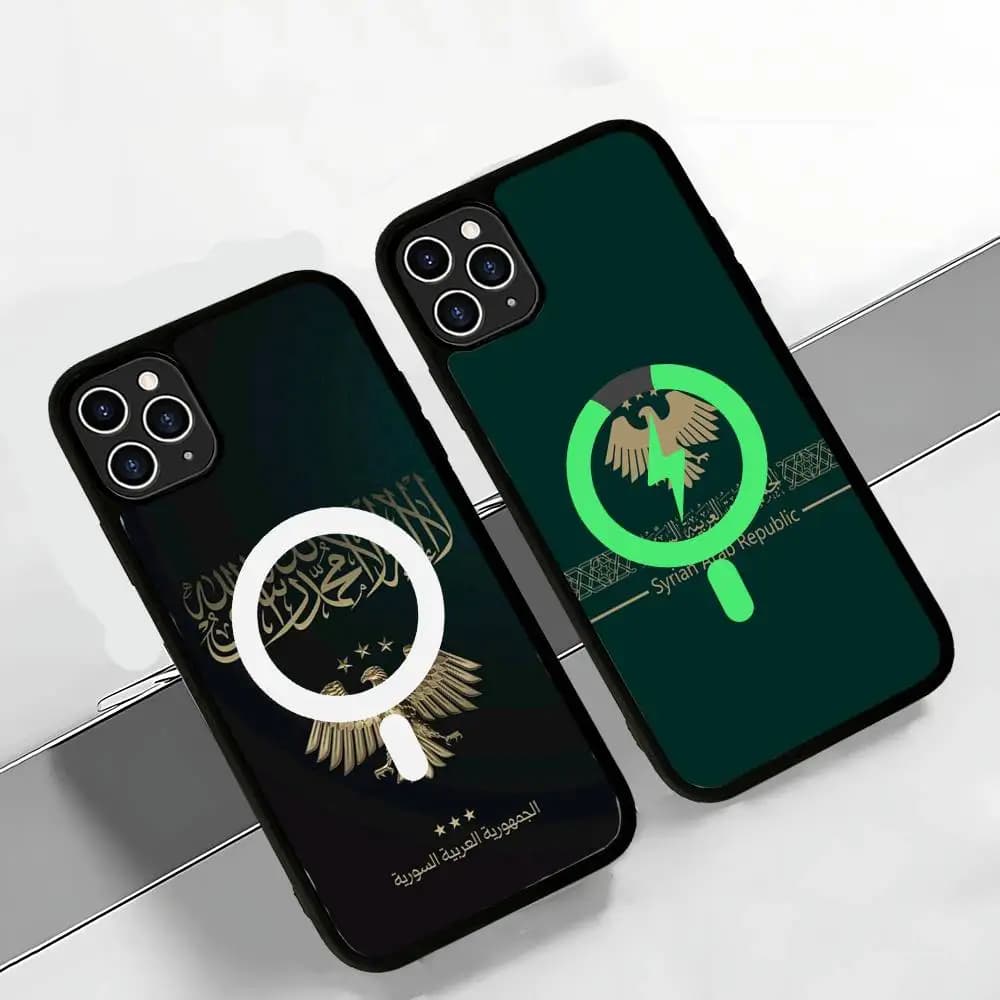 Syria Syrian Flag National Emblem Phone Case For iPhone 17 16 15 14 13 12 11 Pro Max For Magsafe Wireless Charger Cover