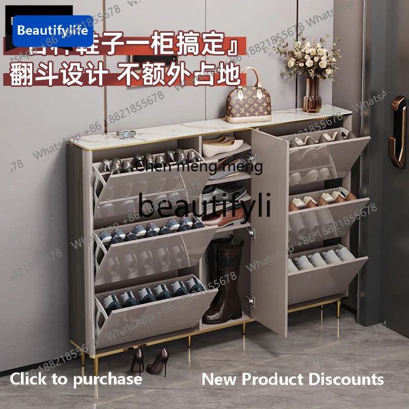 178CC Light Luxury Ultra-Thin Shoe Cabinet 17cm Household Small Apartment Living Room Entrance Cabinet