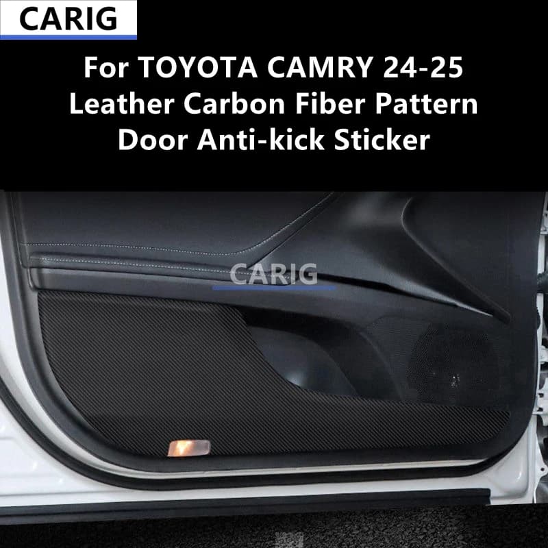 For TOYOTA CAMRY 24-25 Leather Carbon Fiber Pattern Door Anti-kick Sticker Modified Car Interior Protection Accessories Refit