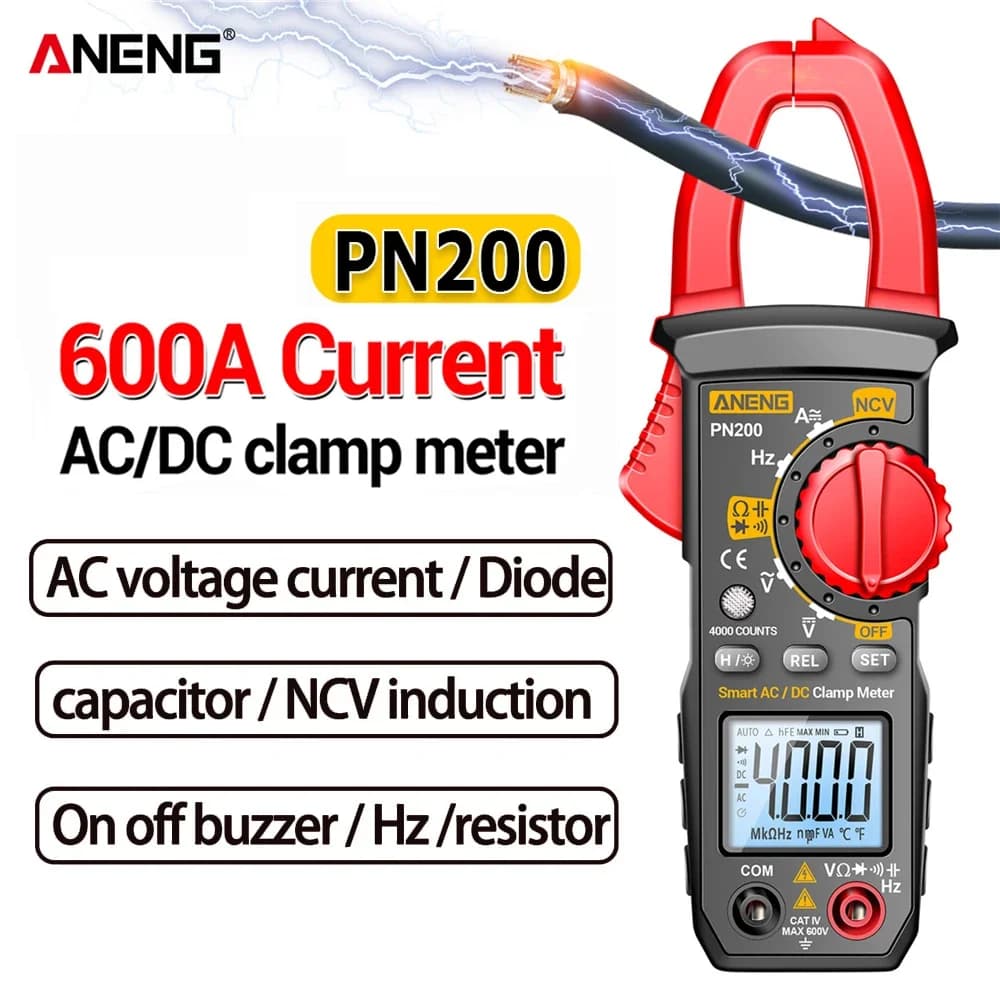 ANENG PN200 Digital Clamp Meter DC/AC 600A Current 4000 Counts Multimeter Ammeter Voltage Tester Car Hz Capacitance NCV Ohm Test