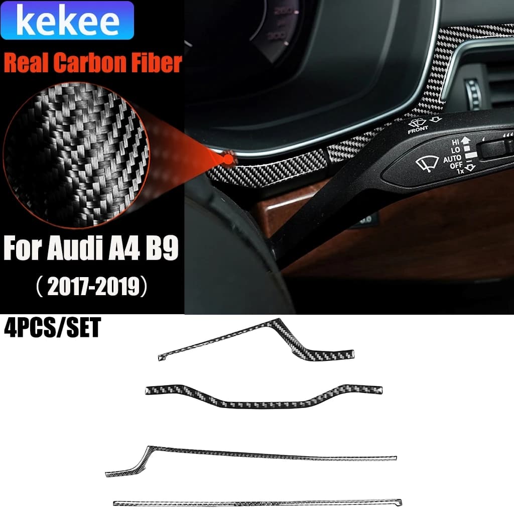 Carbon Fiber Car Accessories Dashboard Strip Modified Interior Trim Cover Soft Sticker For Audi A4 B9 RS4 S4 2017-2019