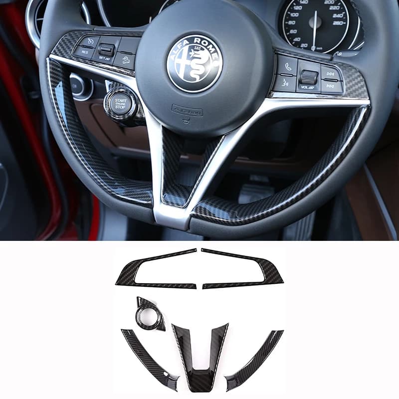 ABS Carbon Fiber Style Car Steering Wheel Cover Trim For Alfa Romeo Giulia 2017 2018 2019 Interior Accessories