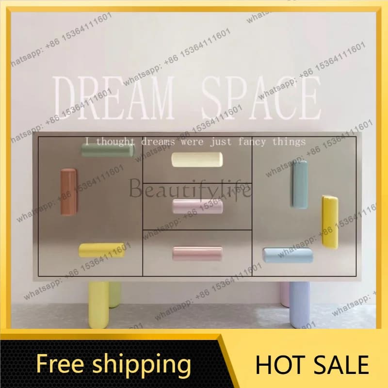 ZJ. Macaron medieval solid wood premium creative side cabinet white oak locker