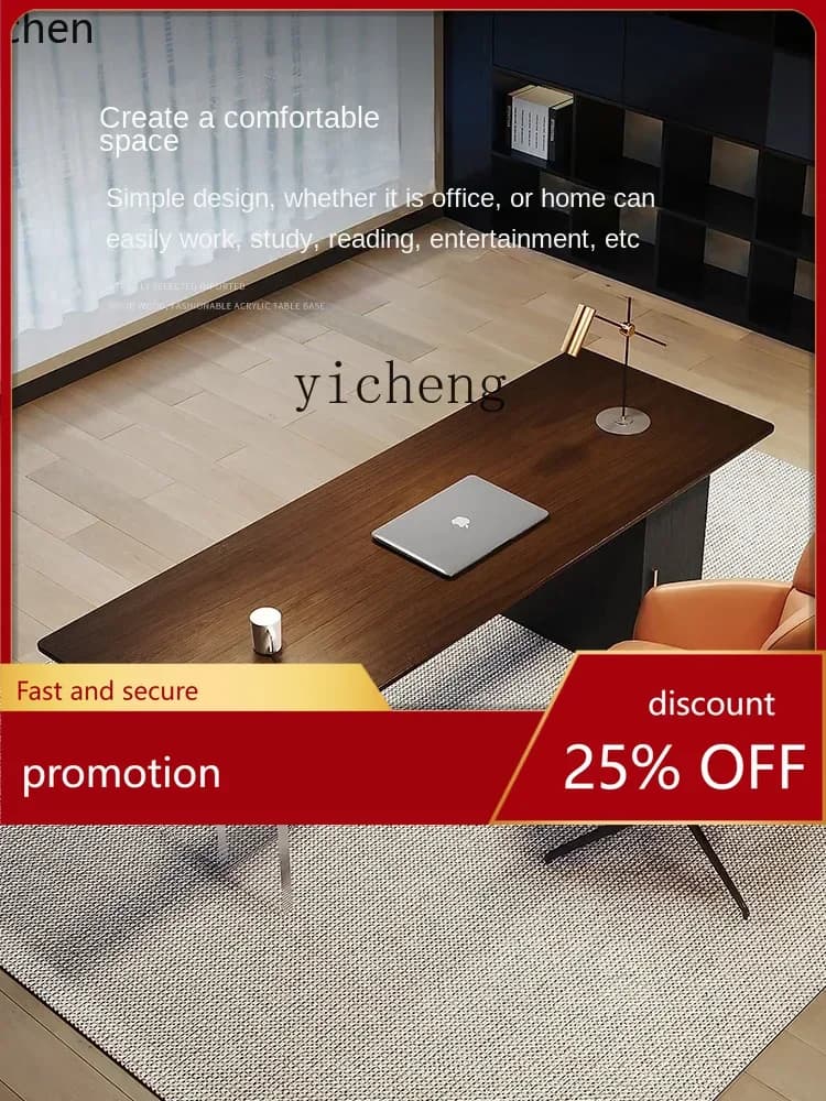 HT Solid Wood Living Room Large Long Desk Home Study Large Board Desk Workbench