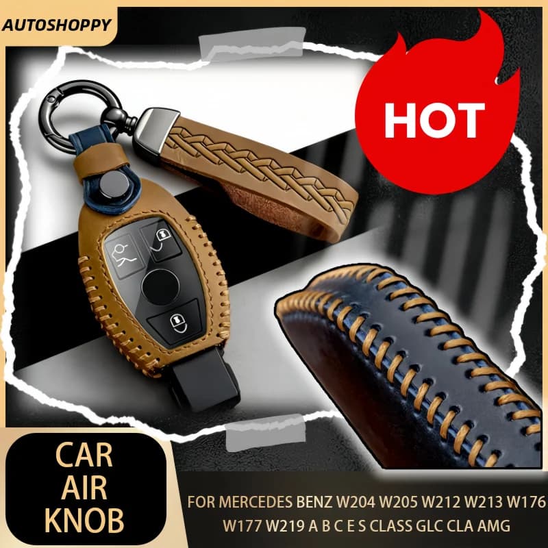 Leather Car Key Case Cover Key Bag For Mercedes Benz A B C S Class AMG GLA CLA GLC W176 W221 W204 W205 Accessories Holder Shell