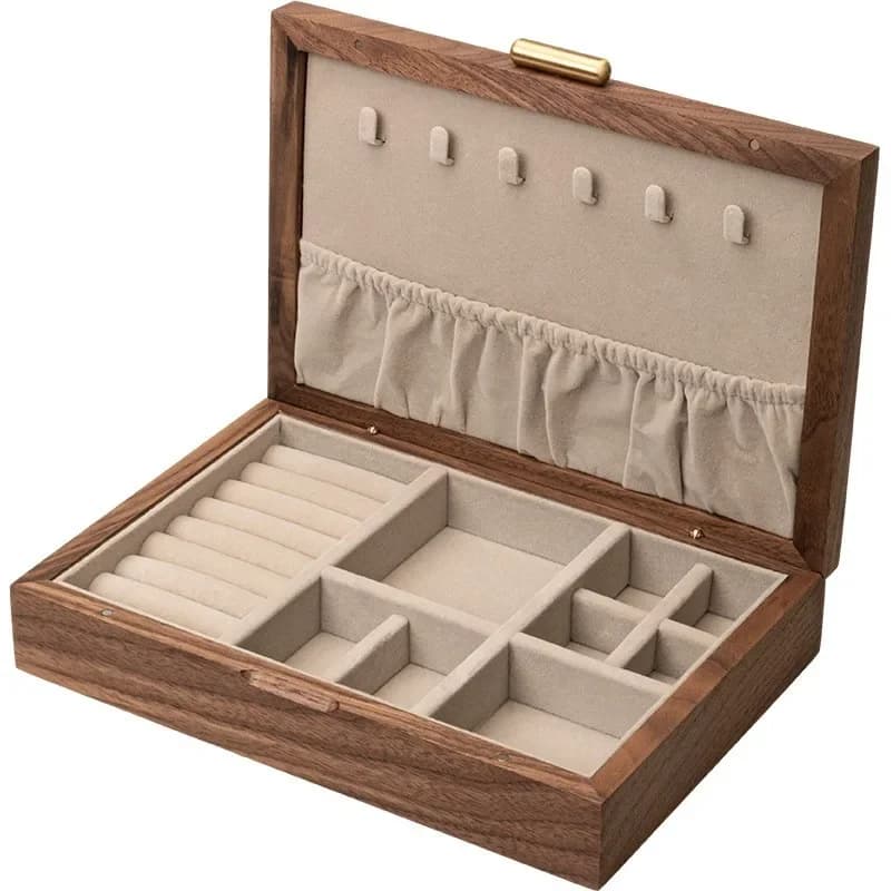 Solid wood jewelry, storage box, high-end exquisite Guofeng hand jewelry, new Chinese three-gold jewelry box,