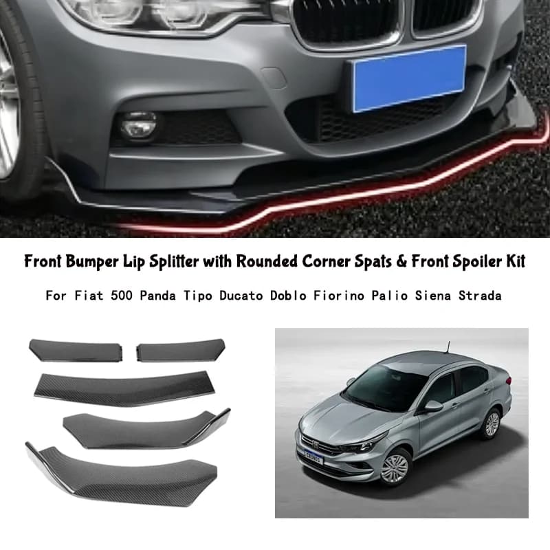 5-Segment Adjustable Front Bumper Lip Splitter Body Kit For Fiat 500 Panda Tipo Ducato Doblo Fiorino Palio Siena Strada
