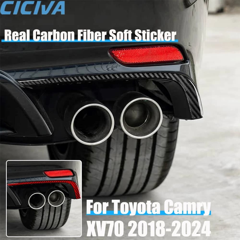 Real Carbon Fiber Car Accessories Exhaust Panel Trim Cover Soft Sticker For Toyota Camry XV70 2018 2019 2020 2021 2022 2023 2024