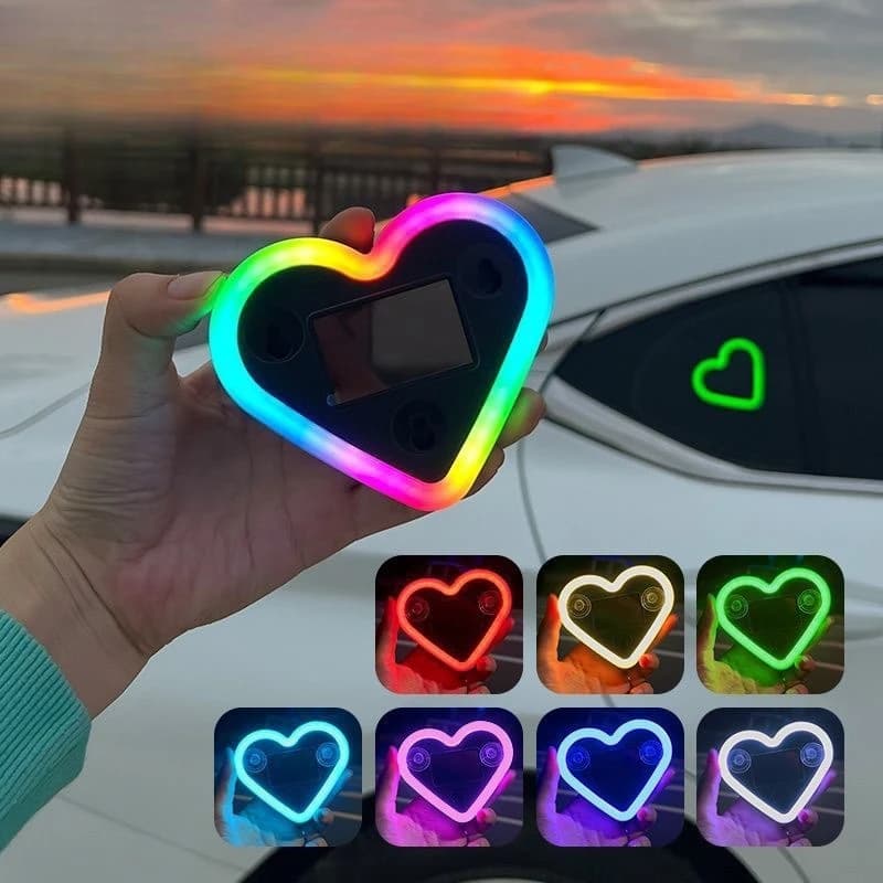 Car solar power wiring-free seven-color colorful LED triangular window love light
