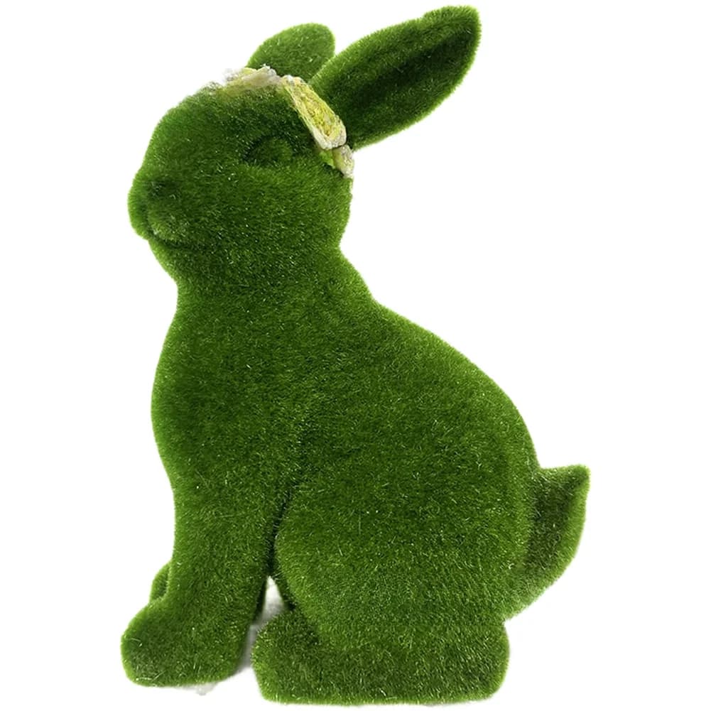 Resin Rabbit Ornament Easter Bunny Statue Easter Decoration Garden Statue Resin Construction Flocked Finish Touchable Texture