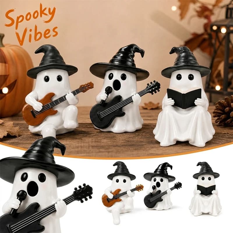 Halloween Resin Ghost Sculpture Ornaments Party Decoration Halloween Mini Ghost Statue Room Desktop Ornament Holiday Gifts