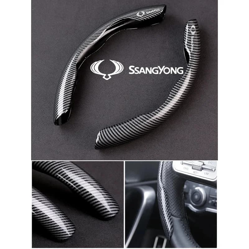 Car Carbon Fiber Texture Steering Wheel Cover For Ssangyong Actyon Korando Kyron Musso Rexton Tivoli Torres Auro Accessories