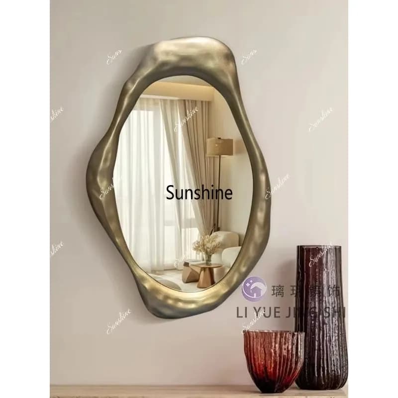 American Classical Edge Mirror Art Irregular Wall Hanging Makeup MirrorT*