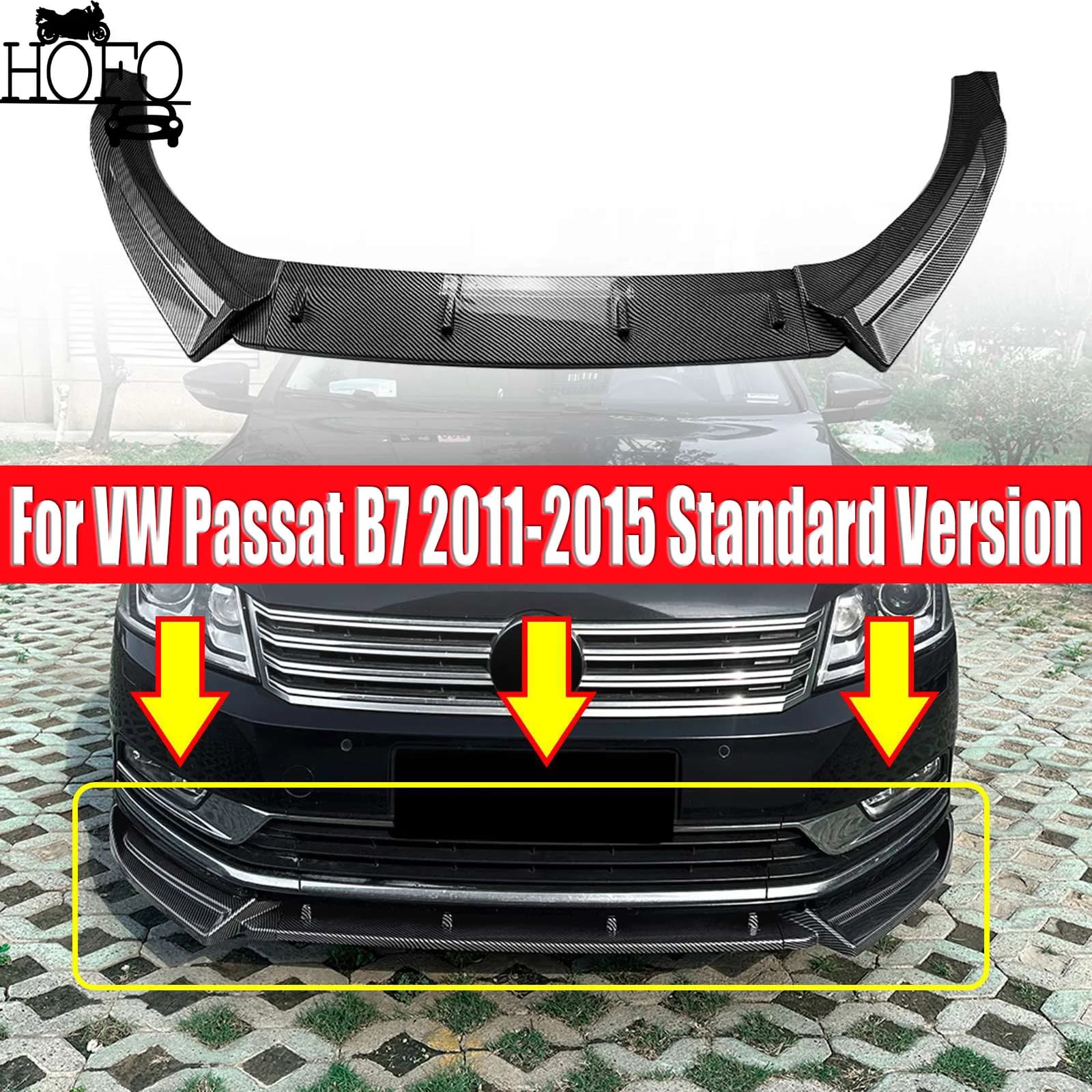 For VW Passat B7 2011-2015 Standard Version Only  Car Front Bumper Lip Spoiler Lower Chin Splitter Guard