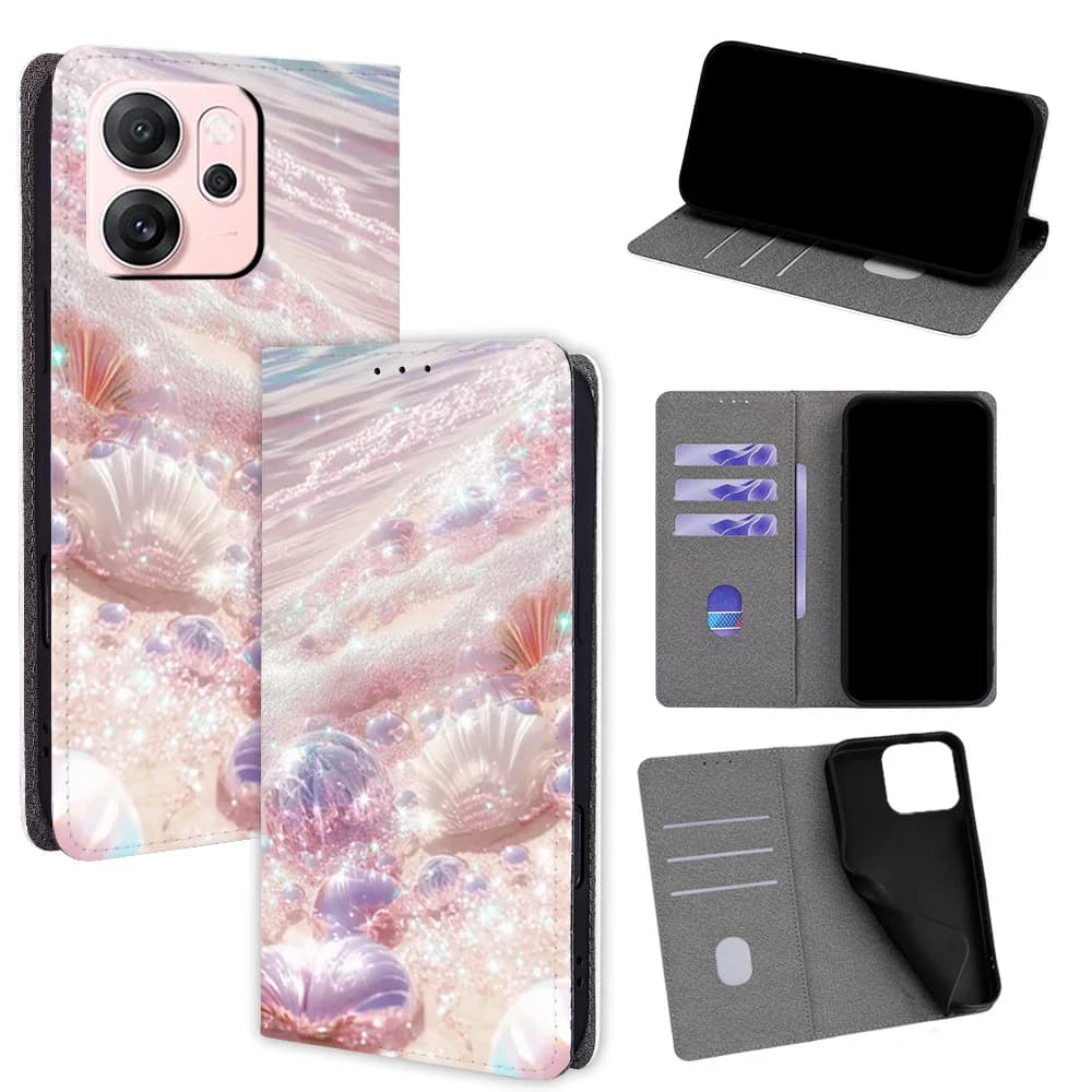 Colorful Beach Magnetic Flip Phone Cover for Huawei Mate 80 Pro Max 70 60 Pro+ 50E 40 20 10 Pro with Built-in Wallet Card Slots