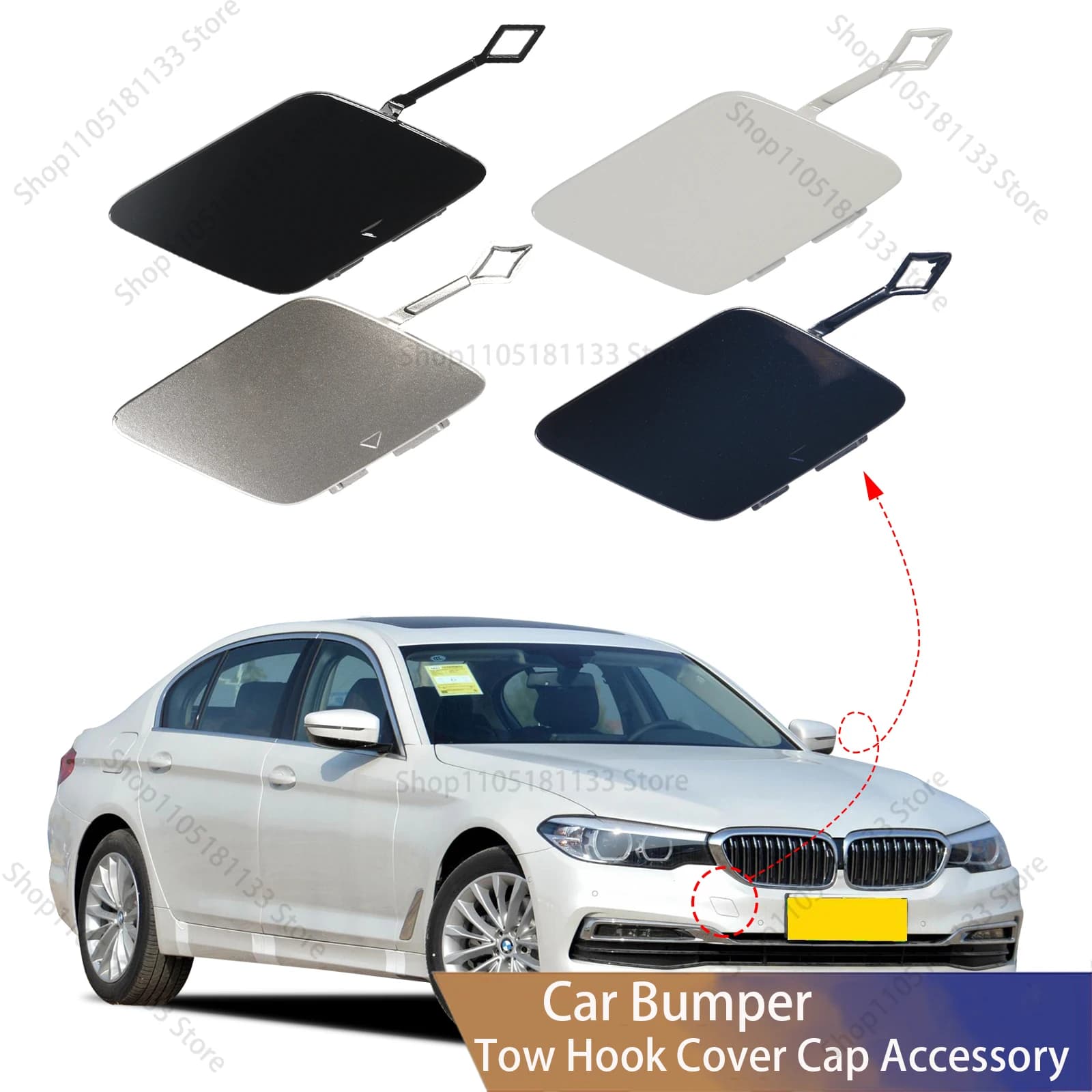 Precise Fit Front Bumper Tow Hook Cover For BMW 5 series G30 2017-2020 518 520 525 530 Premium Towing Eye Trailer Cap51117427448