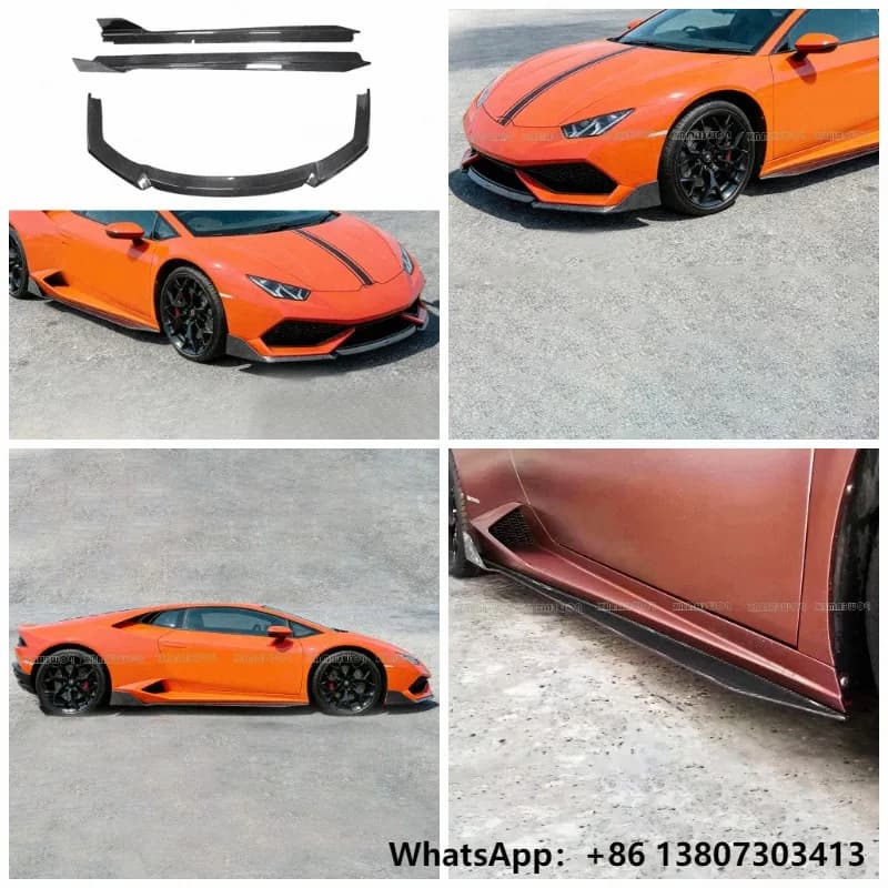 Carbon Fiber V Style Front Lip and Side Skirts for Lamborghini LP610 Huracan