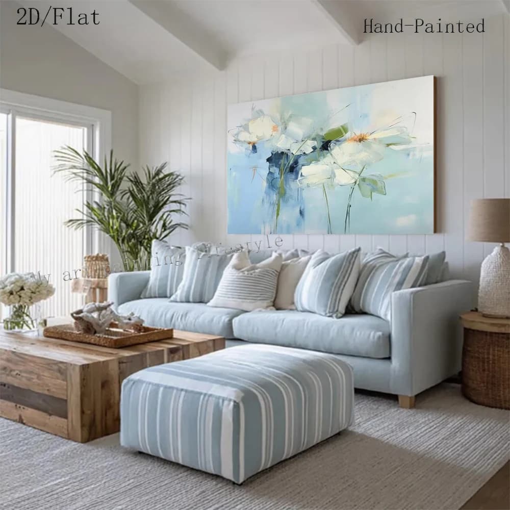 100% Handmade Abstract Oil Painting On Canvas ins clover Flowers Wall Art Picture Big Mural For Home Living Room Decor Image