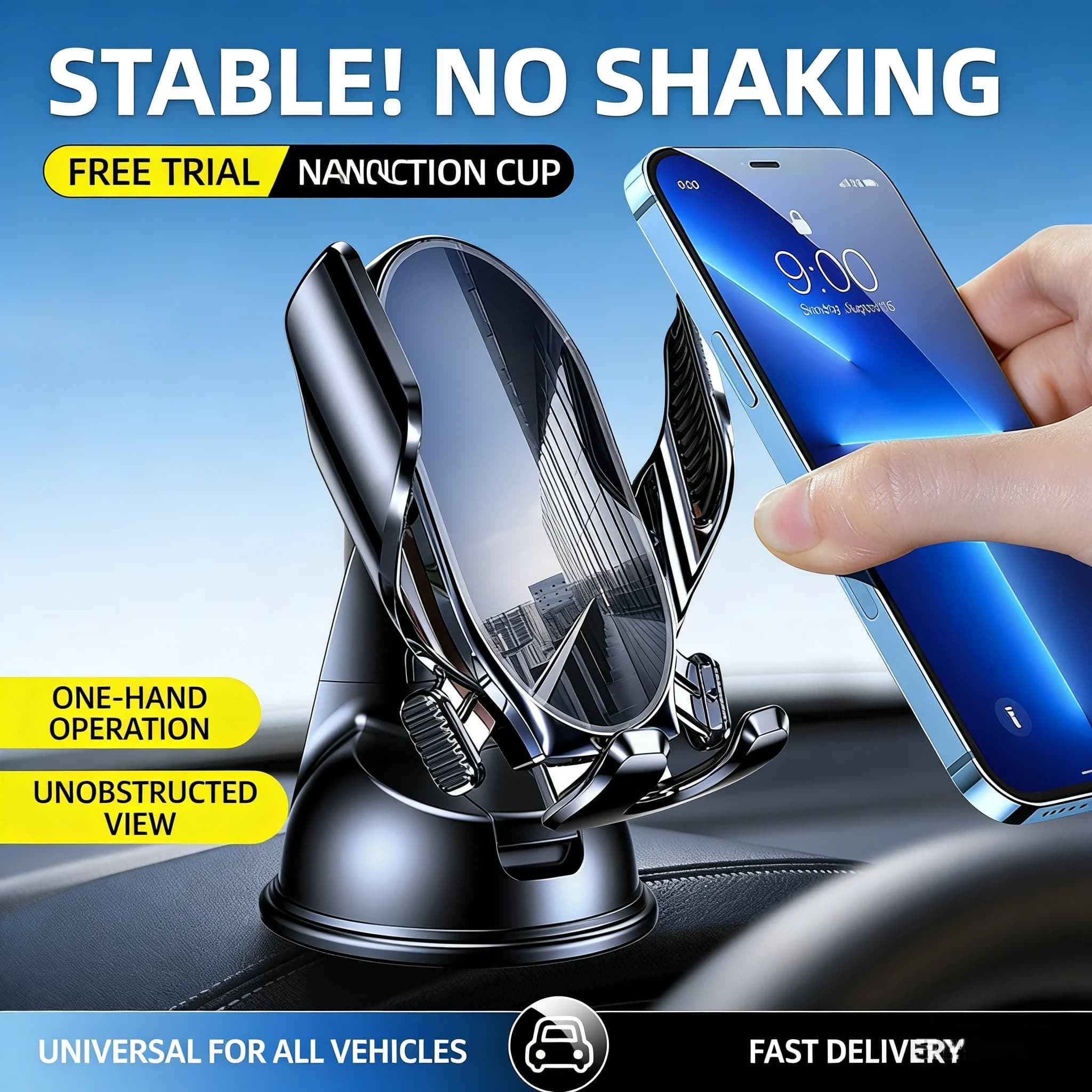 2026 Mobile Phone Holder Car Navigation Support Stand Mechanical Linkage Automatic Locking Suction Cup Mount