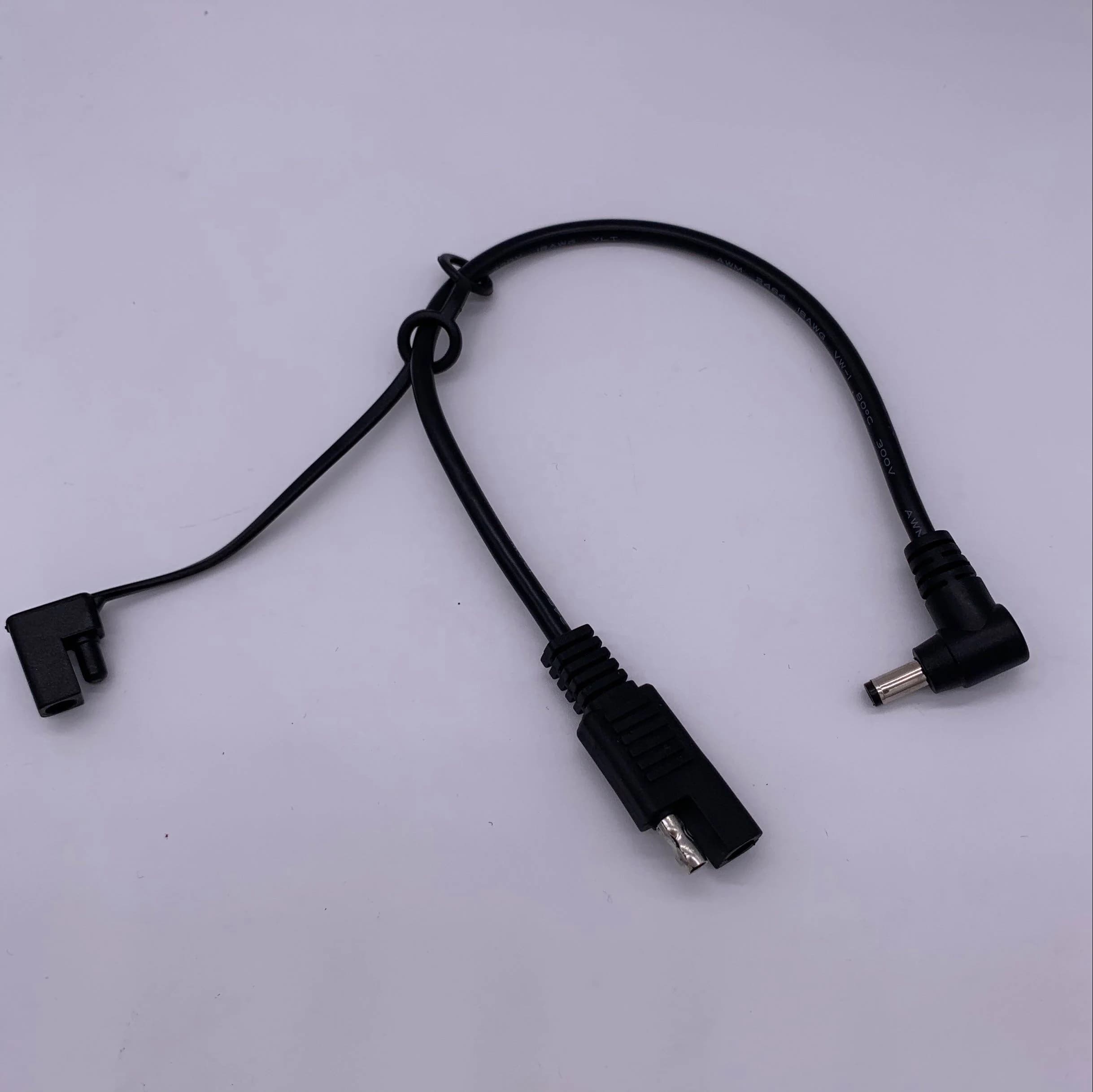 5pcs 20cm Black SAE to DC 5.5mm X 2.1mm 18AWG Cable