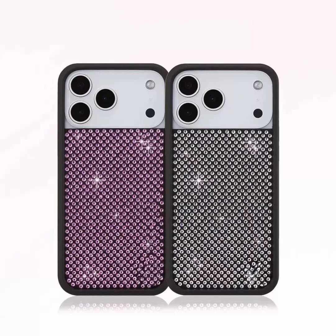 Fully-jewelled Black Border Phone Cover for IPhone 14 15 16 17 Pro Max Case for IPhone 17Air