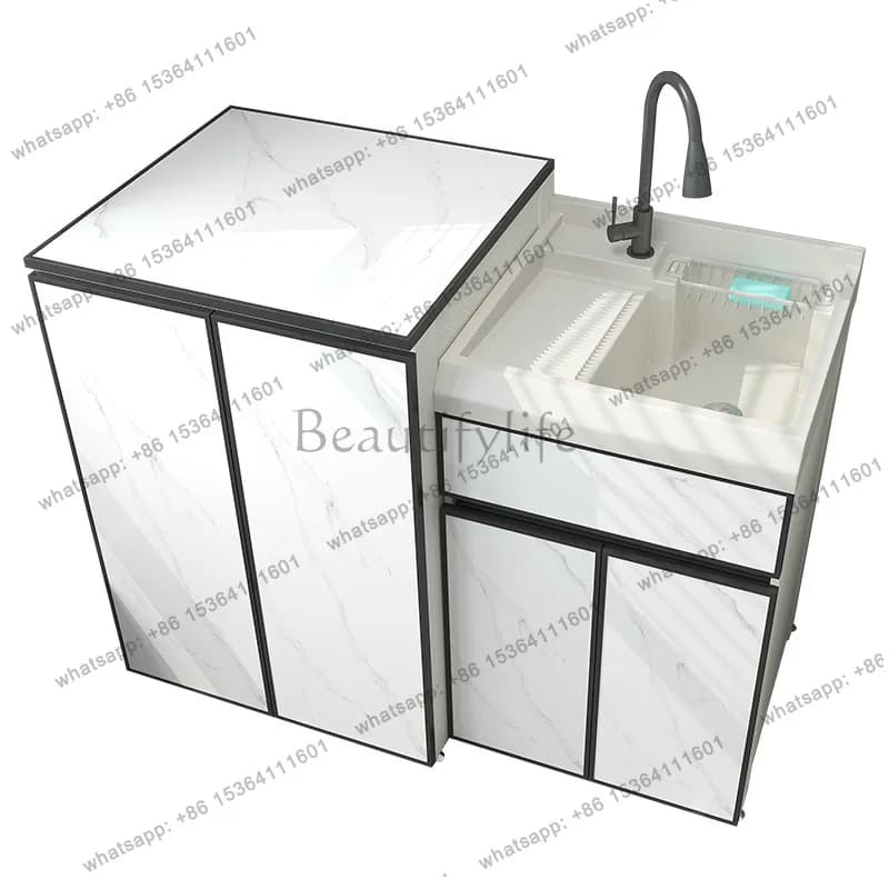 Balcony washing machine cabinet significant other pool sink integrated cabinet small apartment corner cutting