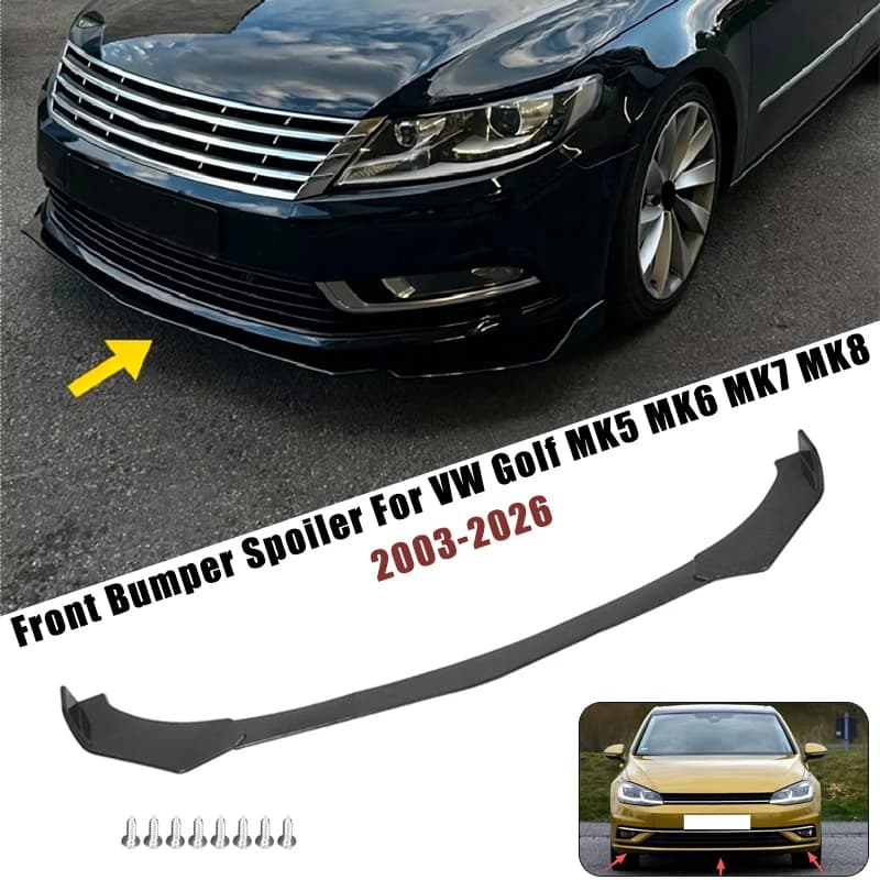 Sport Front Bumper Splitter Spoiler Lip For VW Golf MK5 MK6 MK7 MK8 2003-2026 5Pcs Adjustable Sectional Car Tuning Body Kit