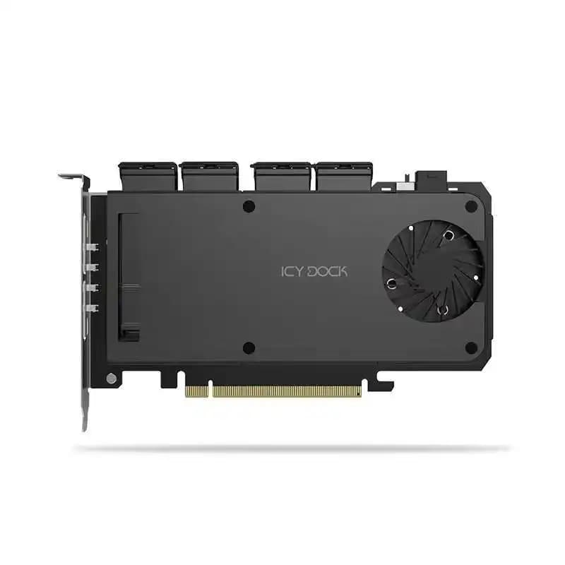 ICY DOCK New 4-bay M.2 NVMe SSD Enclosure with PCIe 5.0 Adapter and PCIe 4.0 Hard Drive Extraction Box Made in China