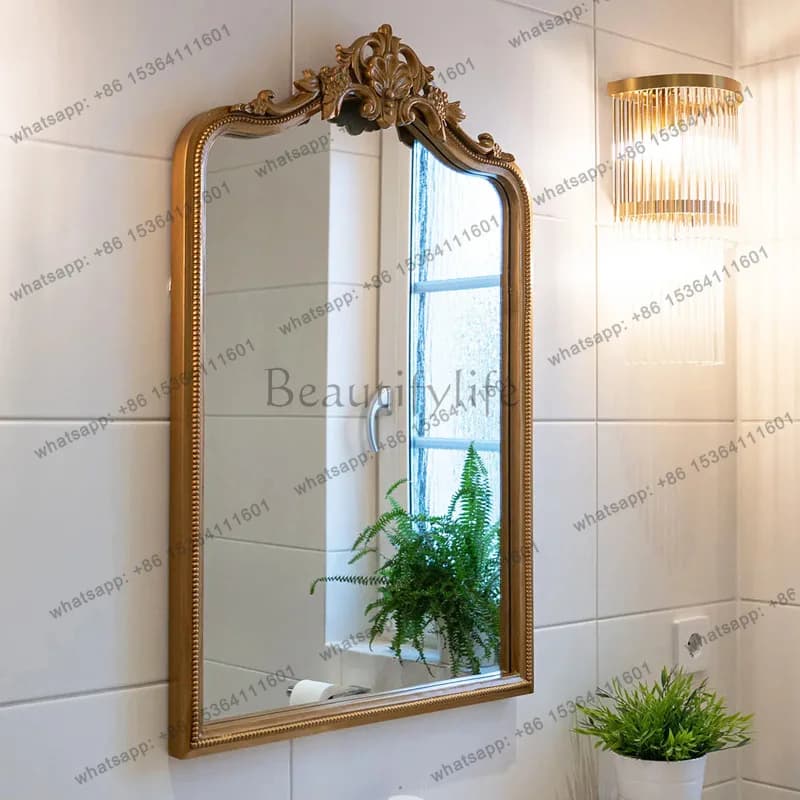 French retro full-length mirror wall-mounted decorative home living room bedroom engraved mirror
